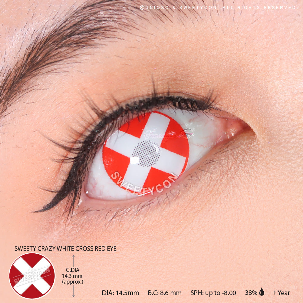 Sweety Crazy White Cross Red Eye (1 lens/pack)