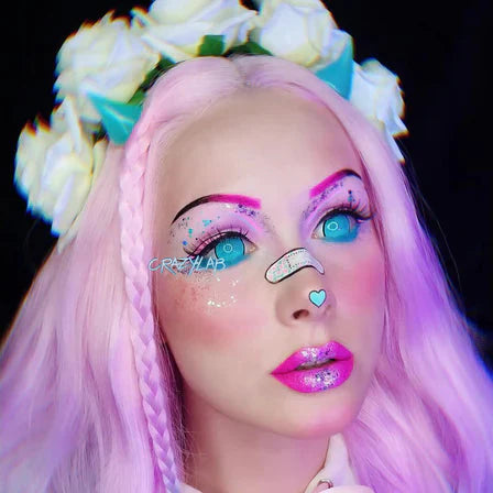 Sweety Mini Sclera Cyan Mesh Rim (1 lens/pack)-Mini Sclera Contacts-UNIQSO