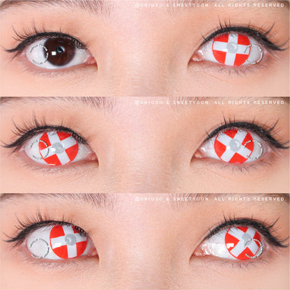 Sweety Crazy White Cross Red Eye (1 lens/pack)