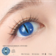 Load image into Gallery viewer, Sweety Crazy Blue Demon Eye / Cat Eye (New) (1 lens/pack)-Crazy Contacts-UNIQSO
