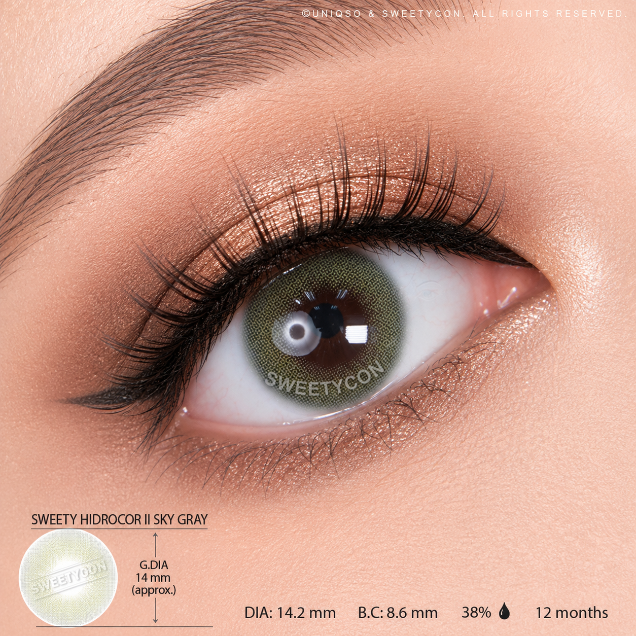 Sweety Hidrocor II Sky Grey (1 lens/pack)-Colored Contacts-UNIQSO