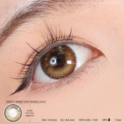Sweety Anime Tear Orange Gold (1 lens/pack)-Colored Contacts-UNIQSO