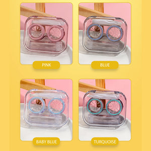 Leak Proof & Non Screw Cap Transparent Contact Lens Case (Random Color)-Lens Case-UNIQSO